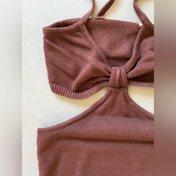 VERGE GIRL Brown Knit Cutout Mini Dress - Picture 2 of 5